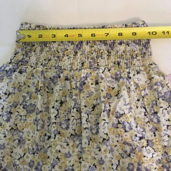 Shorts Linen Rayon Floral Smocked Waist Ruffled Hem Women’s💛🧡 - Picture 4 of 7